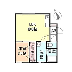 リフージョ太閤山III 2階1LDKの間取り