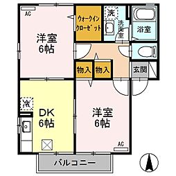 ヴィラ南雲A 1LDKの間取図画像