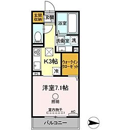 インペリアルコート 1階1Kの間取り