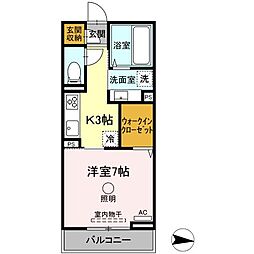 インペリアルコート 1Kの間取図画像