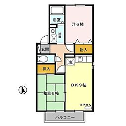 ツインコートA 2DKの間取図画像