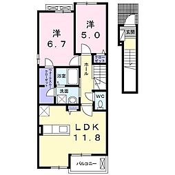 フレミール・ヴァンD 2LDKの間取図画像