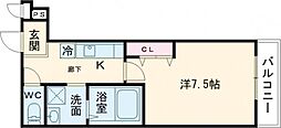 フジパレス鳳中町ノース 1Kの間取図画像