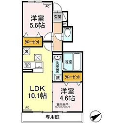 プリマヴェーラD 2LDKの間取図画像