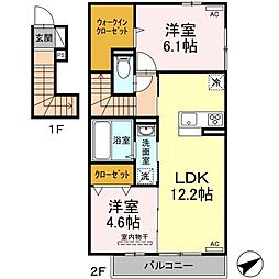 プリマヴェーラD 2LDKの間取図画像