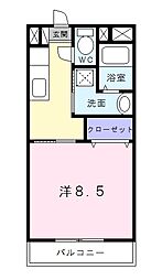 茶花 1Kの間取図画像