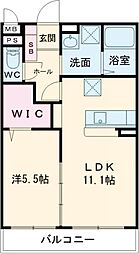 エムズフェルト 大在北 4階1LDKの間取り