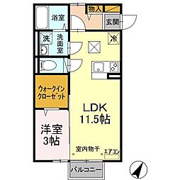 パルコートＭ 1階1LDKの間取り