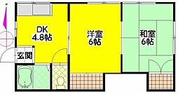 コ−ポ桂Ａ 2階2DKの間取り