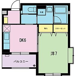 EAST 3階1DKの間取り