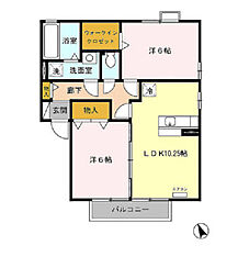 リビングタウンみらい平　Ｃ 2階2LDKの間取り