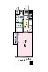 エトワールポレール3号館 1Kの間取図画像