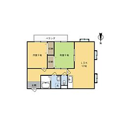 ライフステージ広瀬引土 2LDKの間取図画像