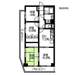エスパシオ大町II 5階4DKの間取り