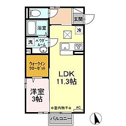 JR高崎線 高崎駅 徒歩23分の賃貸アパート 1階1LDKの間取り
