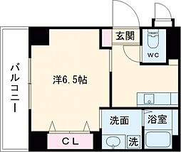 熊本市電A系統 九品寺交差点駅 徒歩6分の賃貸マンション 3階1Kの間取り