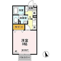 JR山陽本線 福山駅 バス16分 誠之館高校前バス停下車 徒歩1分の賃貸アパート 2階1Kの間取り