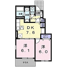 フォレストコートシオンA 2DKの間取図画像