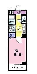 東峰川越 1Kの間取図画像