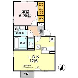 セジュール・マイＳ 1階1LDKの間取り