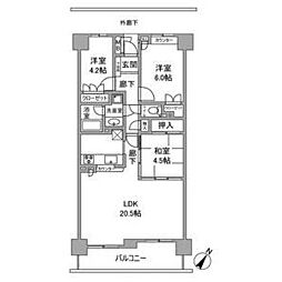 パークシティ江南四番街 7階3LDKの間取り