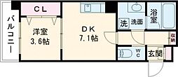 熊本電気鉄道 藤崎宮前駅 徒歩3分の賃貸マンション 4階1DKの間取り