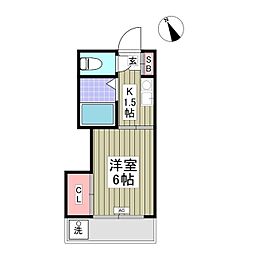 柏倉コーポ 1階ワンルームの間取り