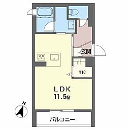 シャーメゾン西旭 3階ワンルームの間取り