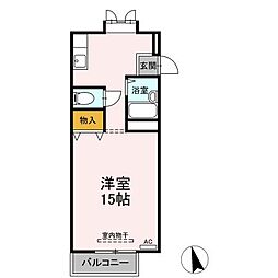 サンライフ門脇Ｂ 2階ワンルームの間取り