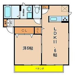 ドミール　LOHAS 2階1LDKの間取り