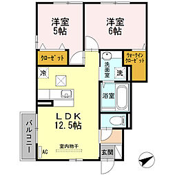 クローバーヒルズ　Ａ 1階2LDKの間取り
