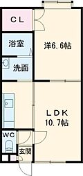 カーサポラリス 1LDKの間取図画像