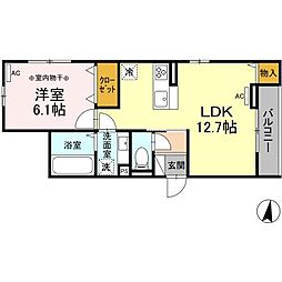 D-room木町通2丁目 1LDKの間取図画像