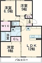 クレールアソウ 3LDKの間取図画像