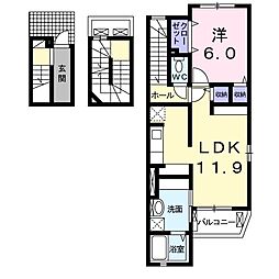 パーチェブレッザ 1LDKの間取図画像