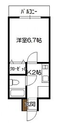 広島電鉄3系統 県病院前駅 徒歩12分の賃貸マンション 3階1Kの間取り