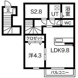 グリーンヒルズ大堤B 1SLDKの間取図画像