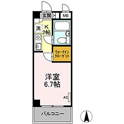 germer武蔵中原(ジェルメムサシナカハラ) 3階1Kの間取り