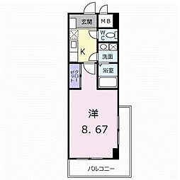 カルナック石鍋 1Kの間取図画像