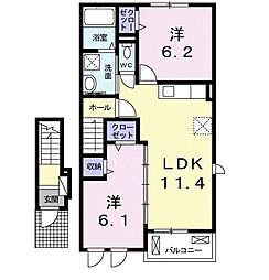 レジリエンス　Ａ 2階2LDKの間取り