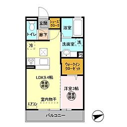 グランソレイユ 1階1LDKの間取り