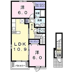 アプリコット1 2LDKの間取図画像