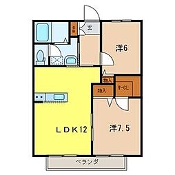 ウエストグリーンヒルズ 2LDKの間取図画像