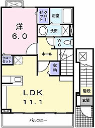 ノーブル川内2番館 1LDKの間取図画像