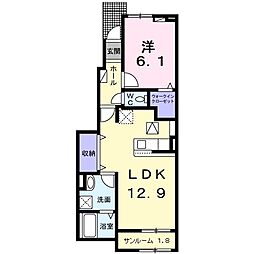 アメニティ3号館 1LDKの間取図画像
