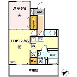 ブルーム米原　A棟 1階1LDKの間取り