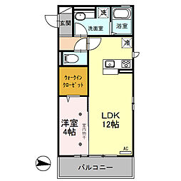 東武伊勢崎線 太田駅 徒歩25分の賃貸アパート 2階1LDKの間取り