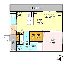 フォルテアB 1LDKの間取図画像