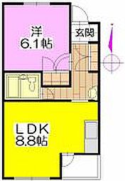 ルペール一番館 2階1LDKの間取り