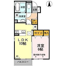 セジュール ケイ 1階1LDKの間取り